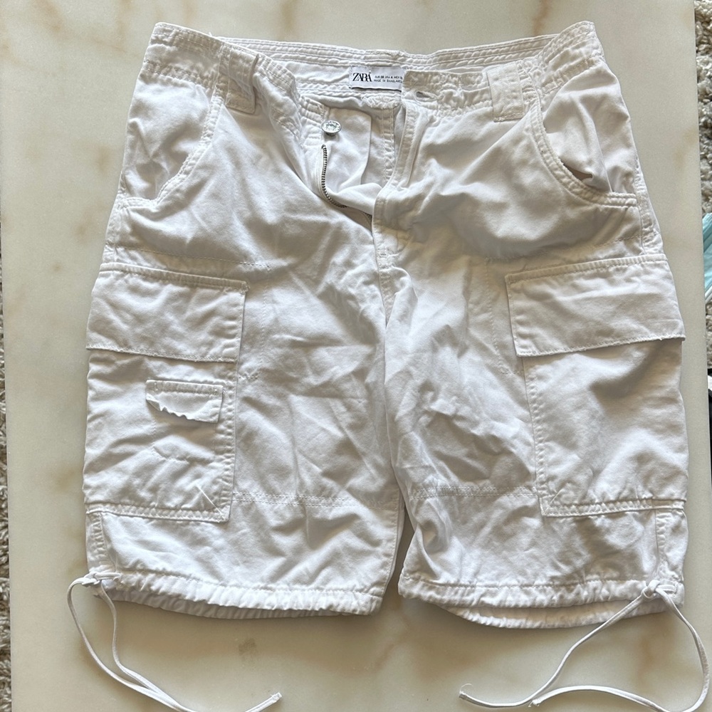 Zara White Cargo Shorts